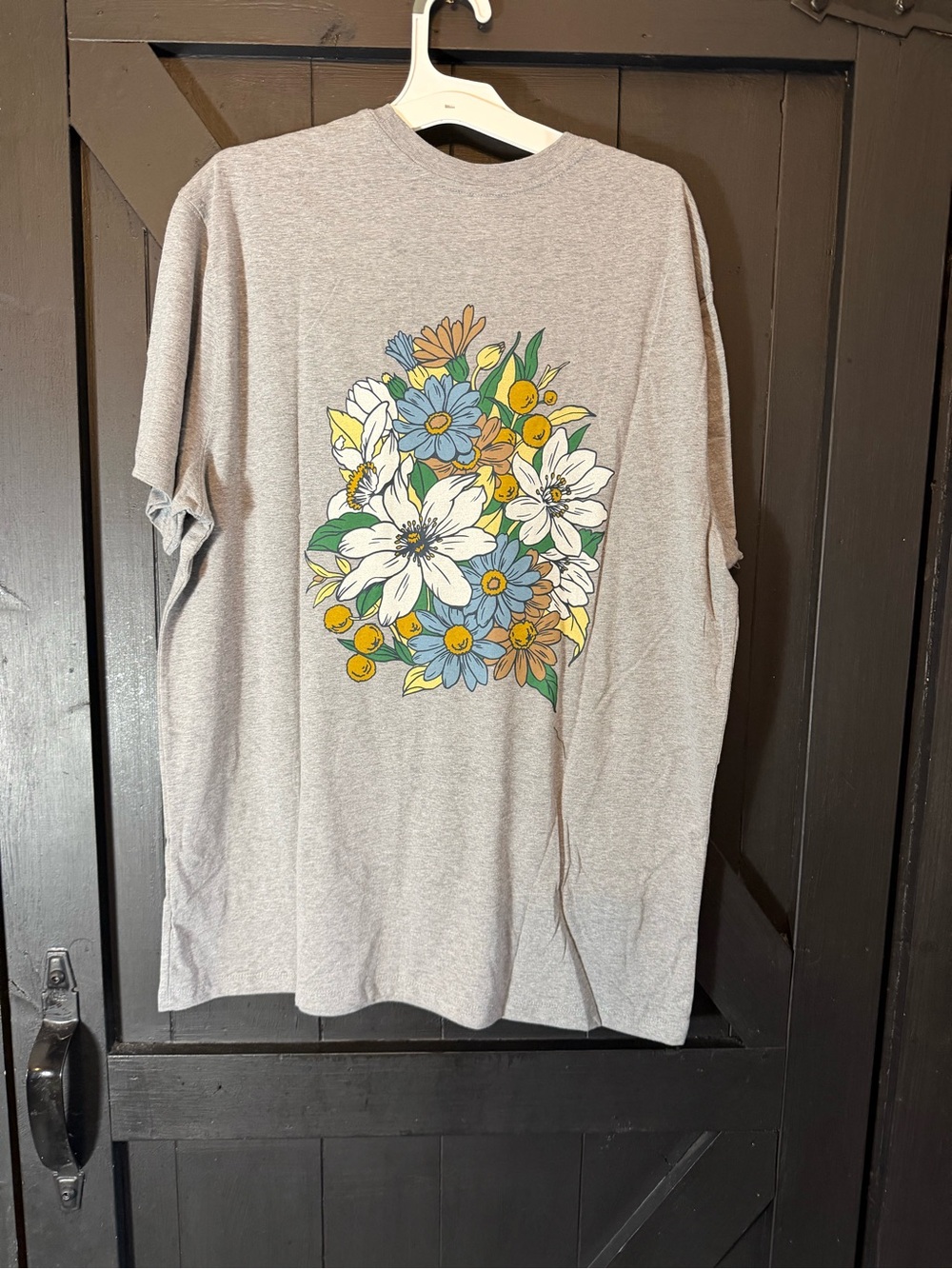 Goodfellow & Co Gray Short-Sleeve Tee with Multicolor Floral Back